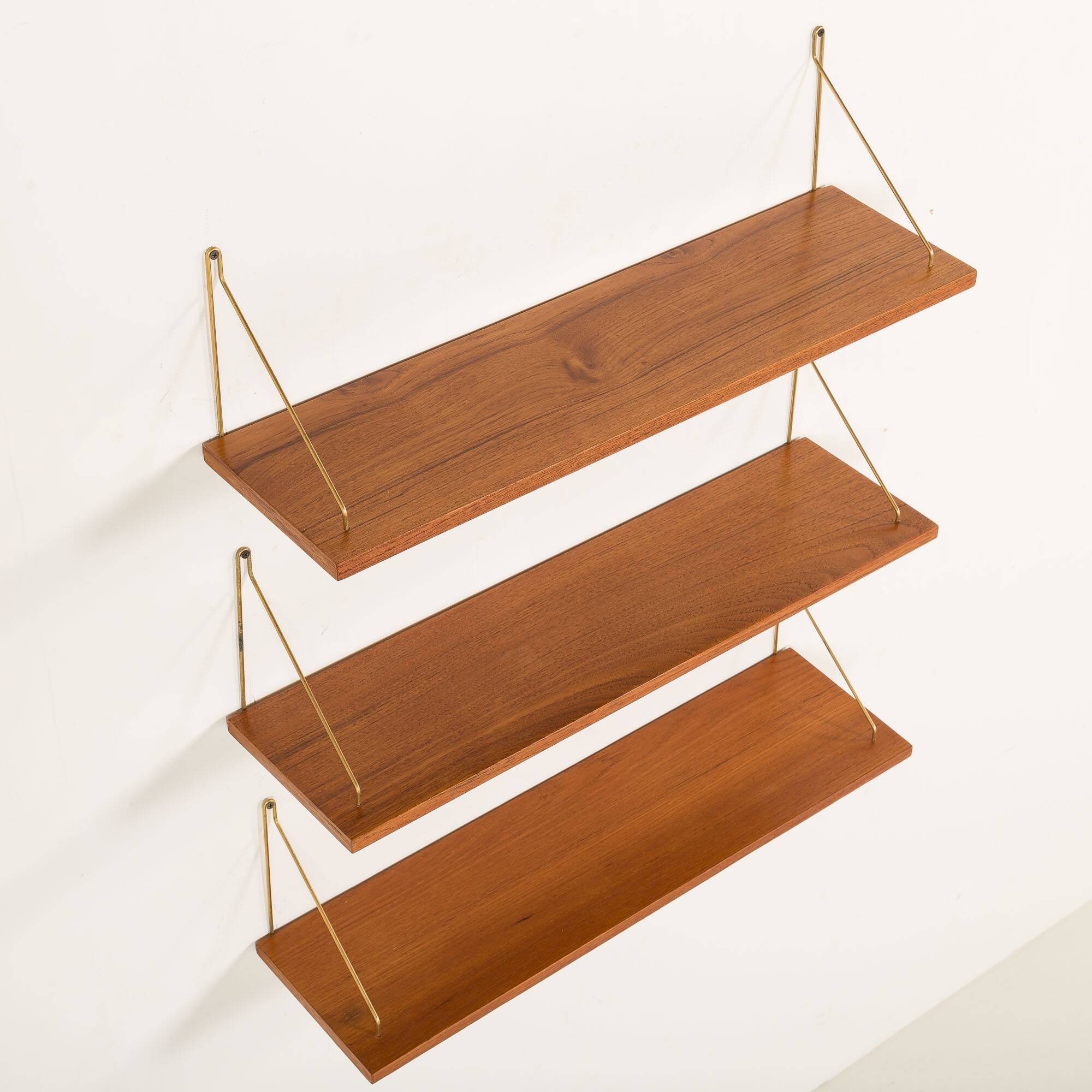 Danish mid century teak floating shelves set of 3, 1960s