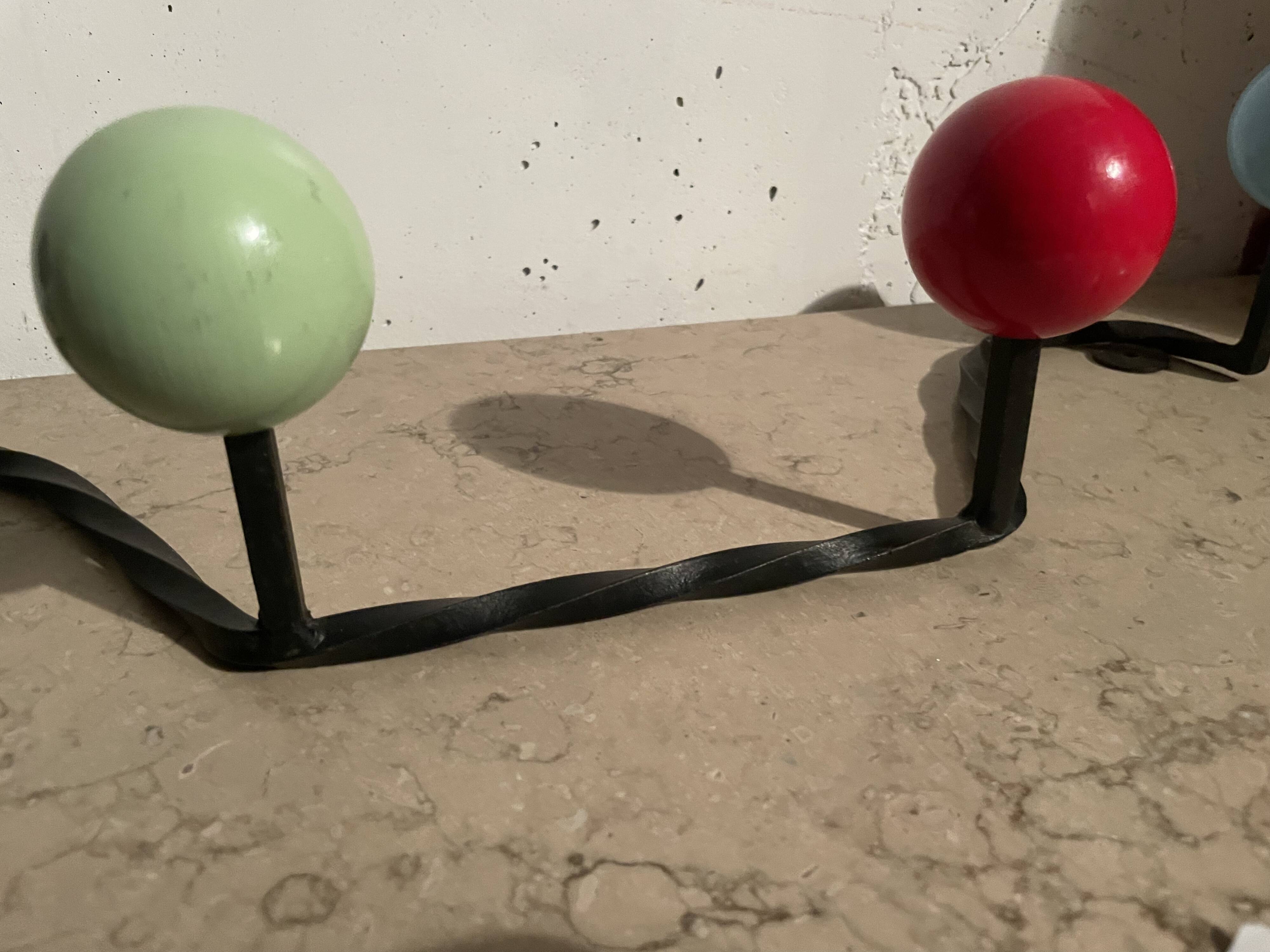 Coat hooks with 4 balls from the 1960s.