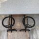 Former pair of landiers iron chimney