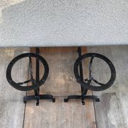 Former pair of landiers iron chimney