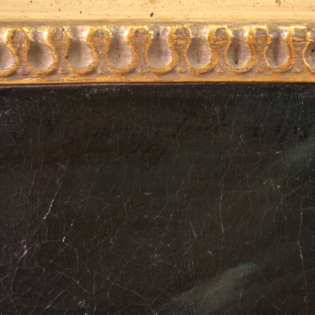 Antique portrait painting signed Gerrit Van Gimning and dated 1715