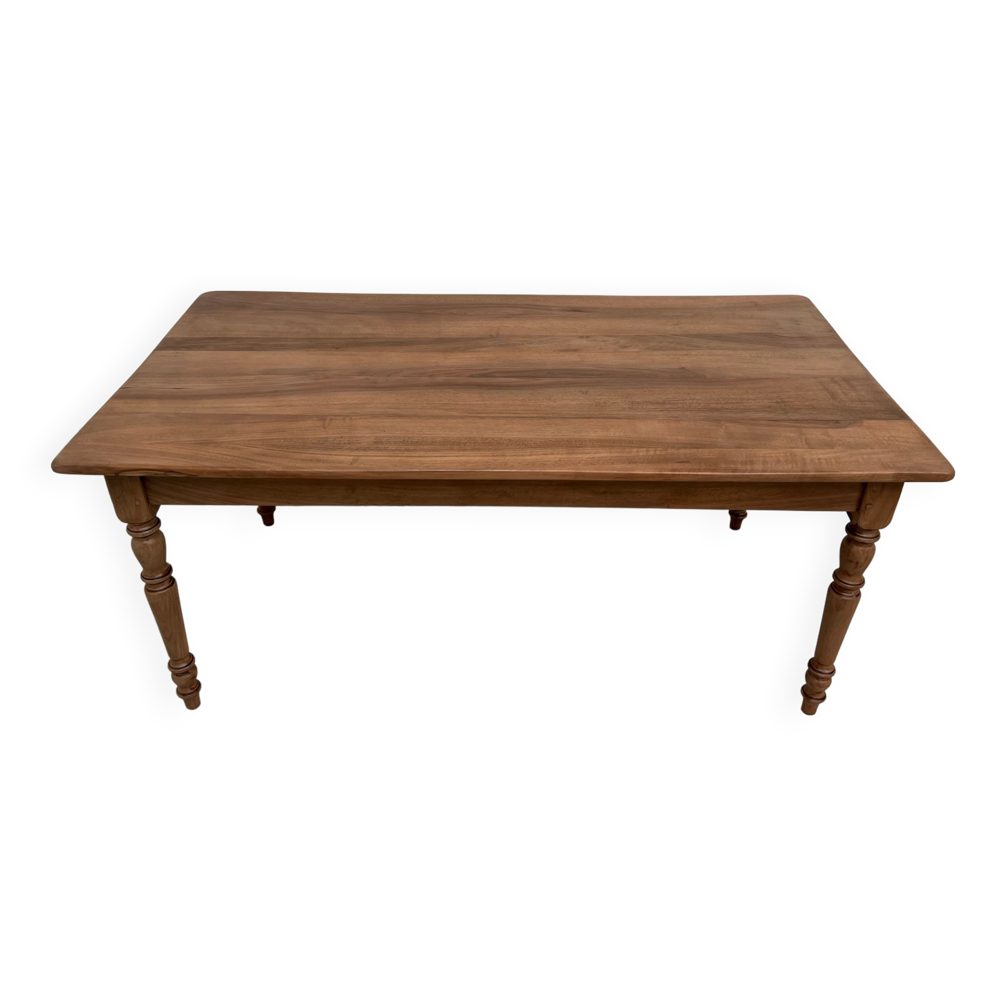 Table de ferme ancienne en noyer, aux pieds tournés avec ses rallonges