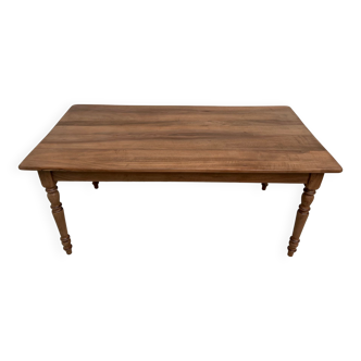 Antique walnut farmhouse table, with turned legs with its extensions