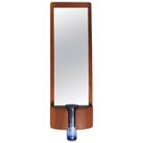 Danish wall mirror by Jacob Hermann & Per Lütken and Holmegaard glass vase, 1960s.