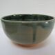Bowl and round ceramic dish enamelled blue green brown vintage signed vintage