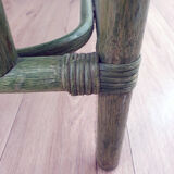 Vintage desk in bamboo and rattan, tinted green