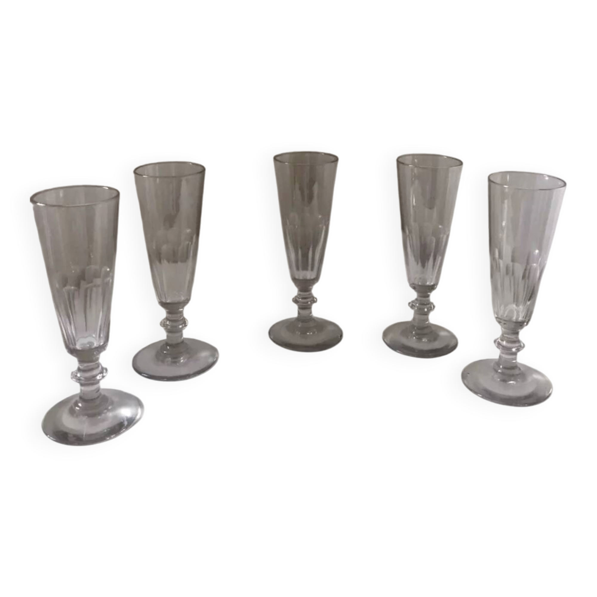 Set of 5 antique Baccarat Saint Louis crystal flutes? 19th century