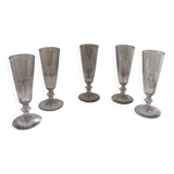 Set of 5 antique Baccarat Saint Louis crystal flutes? 19th century