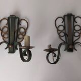 Pairs of vintage wrought iron wall lamps