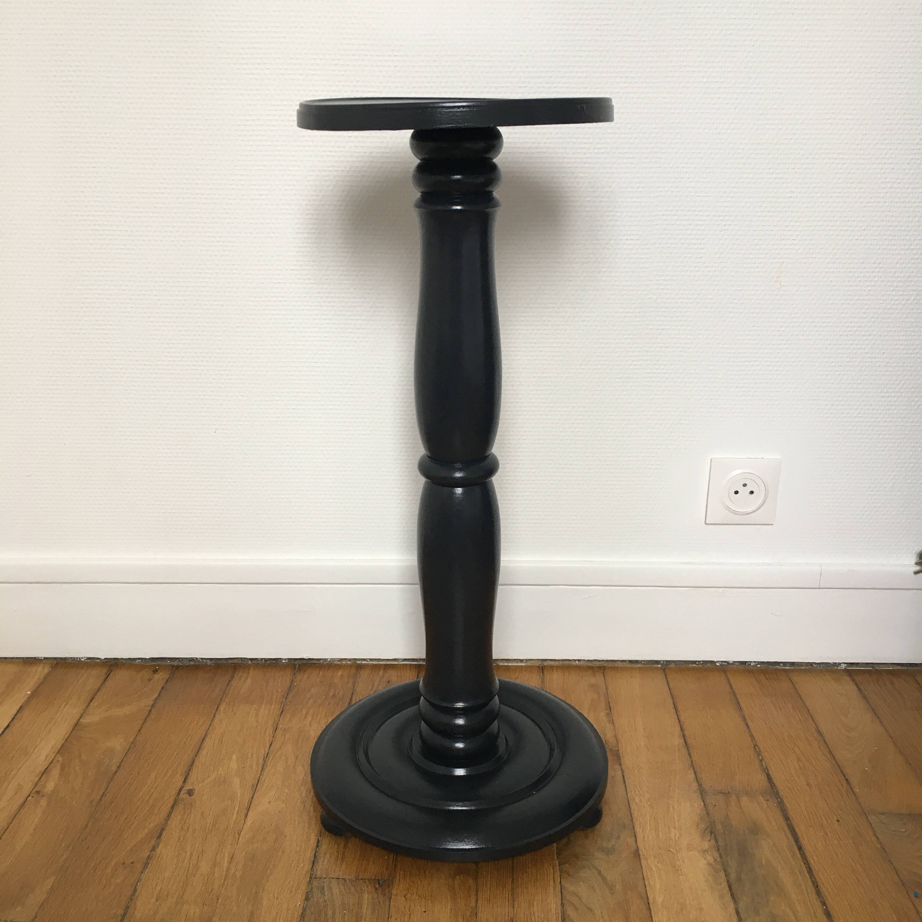 Large black oak stool