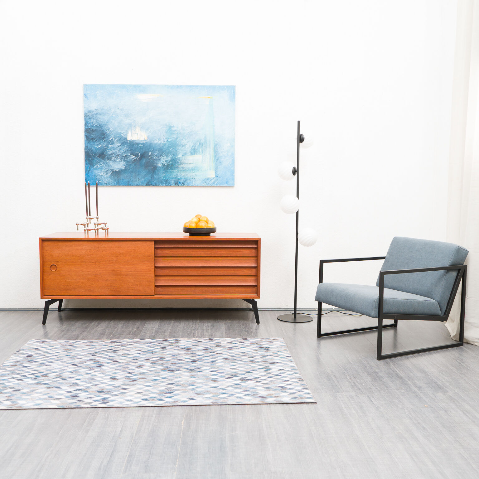 Vintage teak row, 160cm, restored