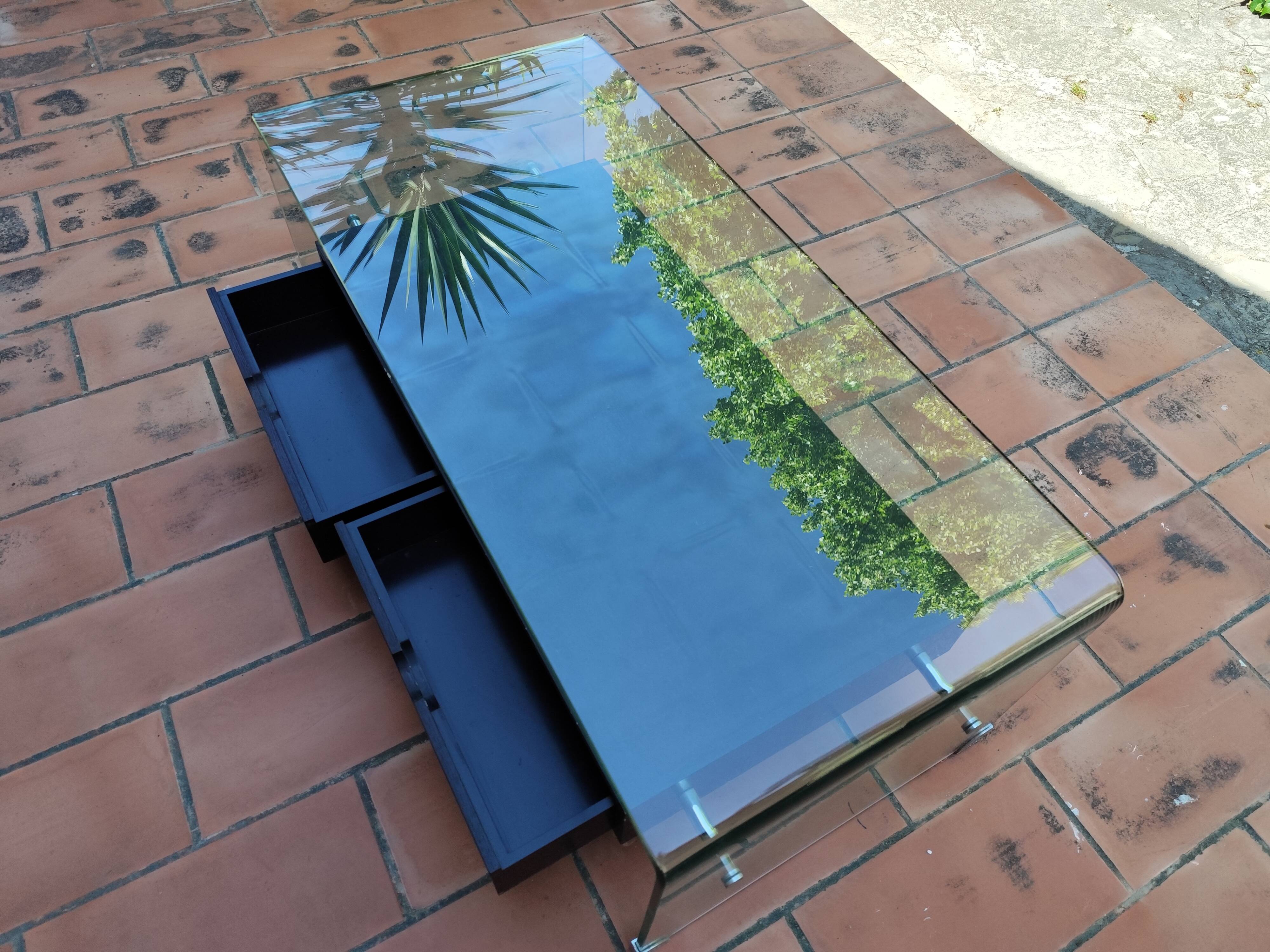 Table basse vintage DRIMMER Bois et verre