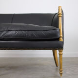Black leather club sofa