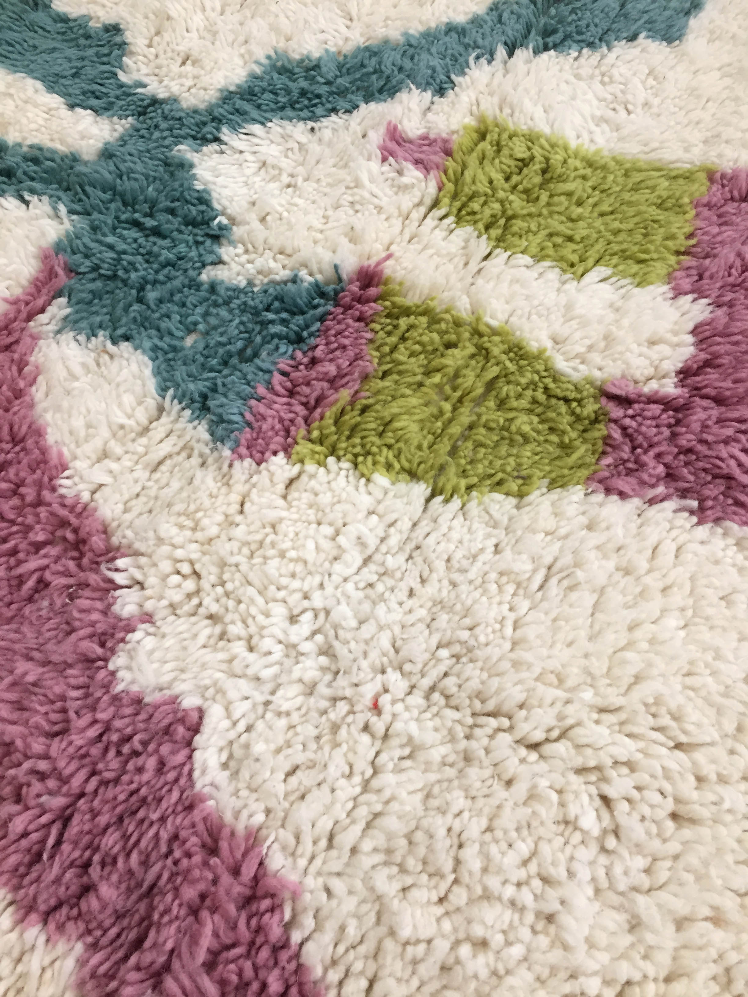 Moroccan Berber carpet Beni Ouarain ecru with colorful patterns 250x146cm