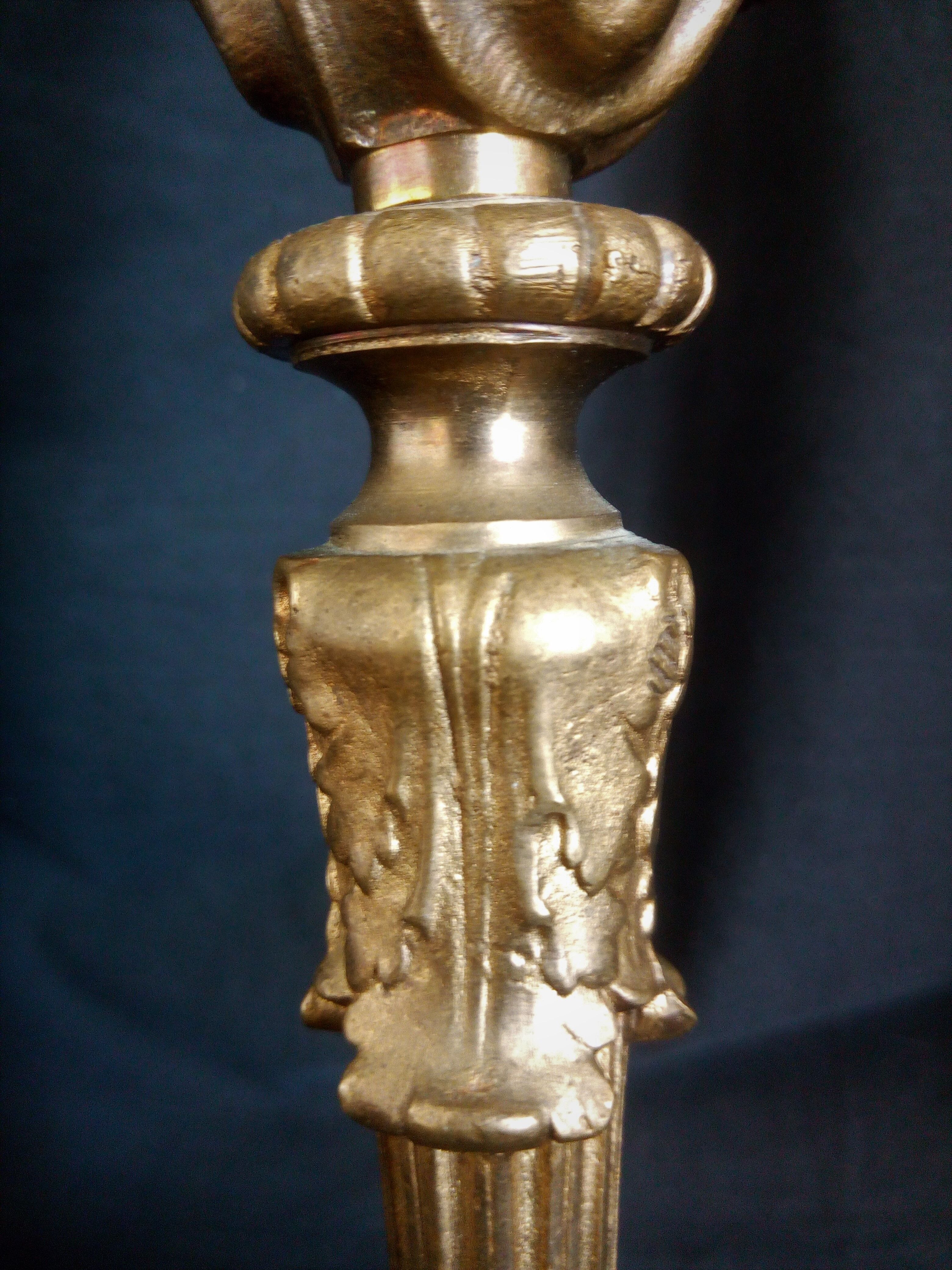 Bronze desk lamp Napoleon III style, crystal tulip, late nineteenth