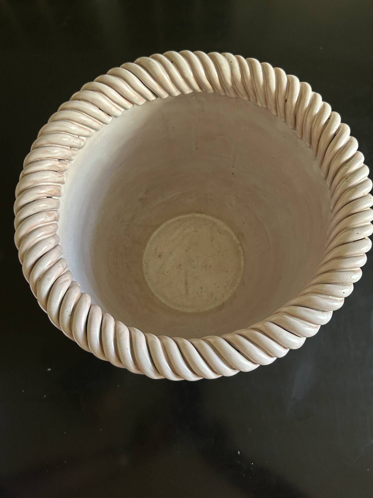 important vintage woven ceramic pot