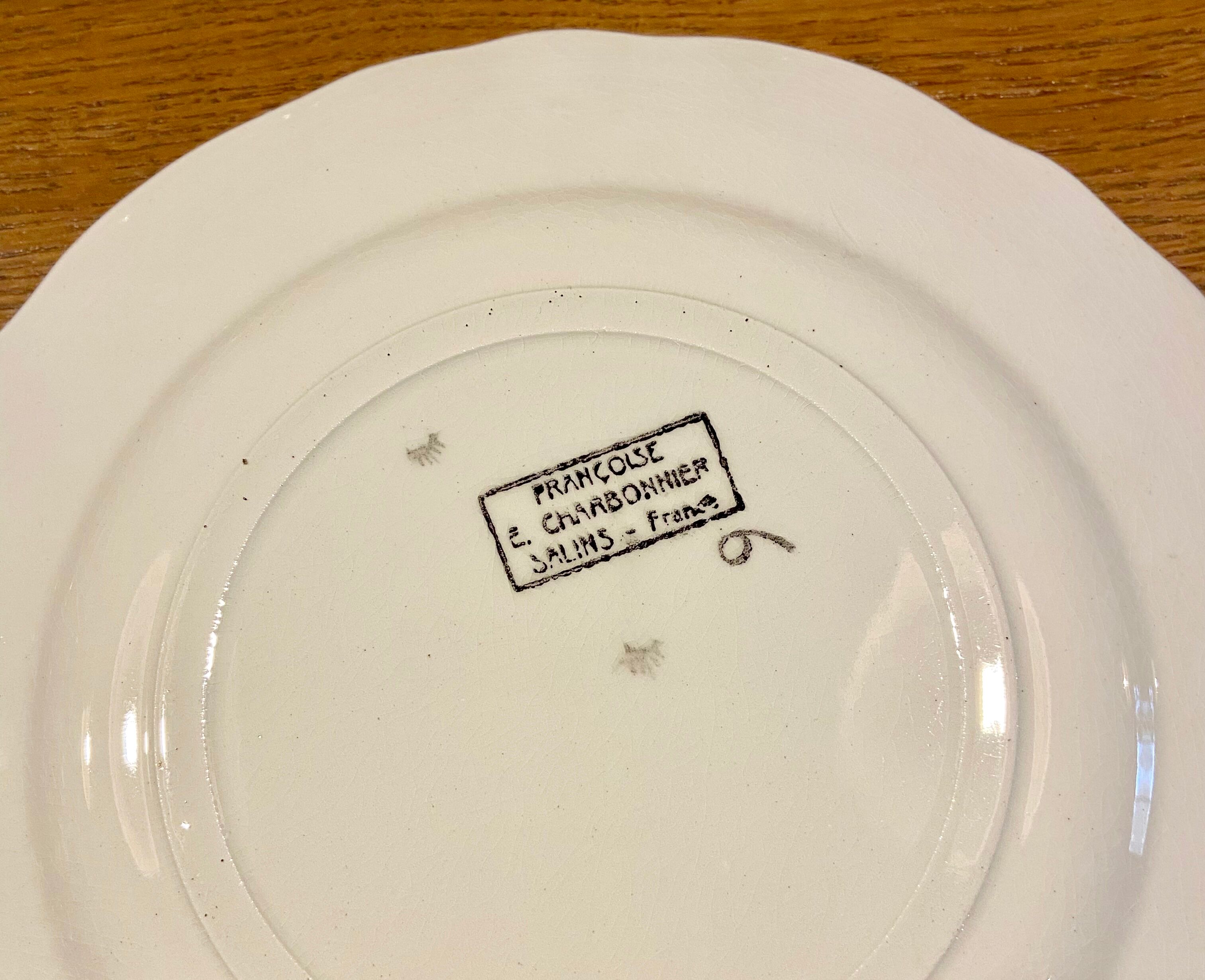 6 faience dessert plates Manufacture de Salins