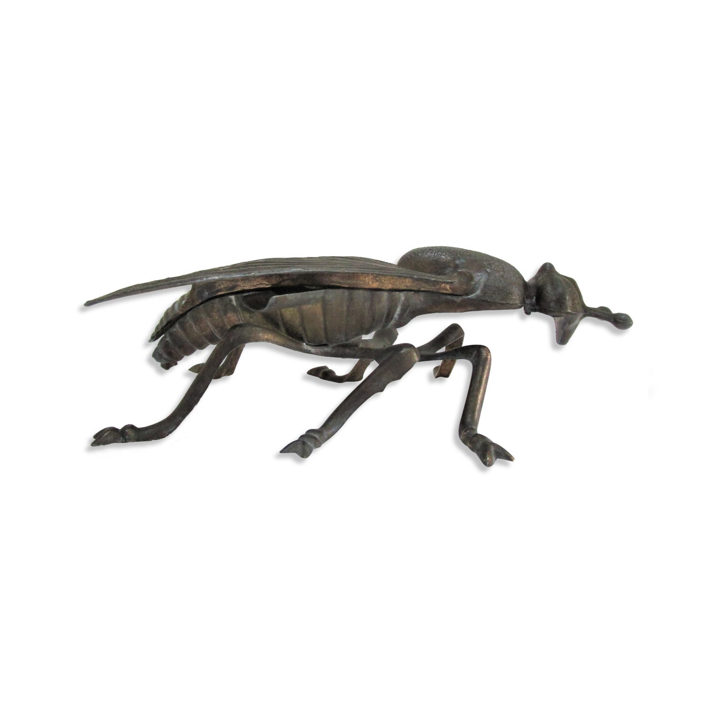 Zoomorphic ashtray fly metal patinated vintage