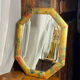 Miroir biseauté, de forme octogonale, en bois