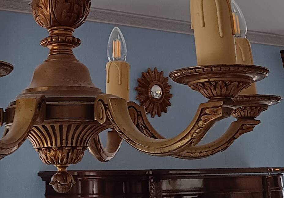 Louis XVI style bronze chandelier with 6 arms