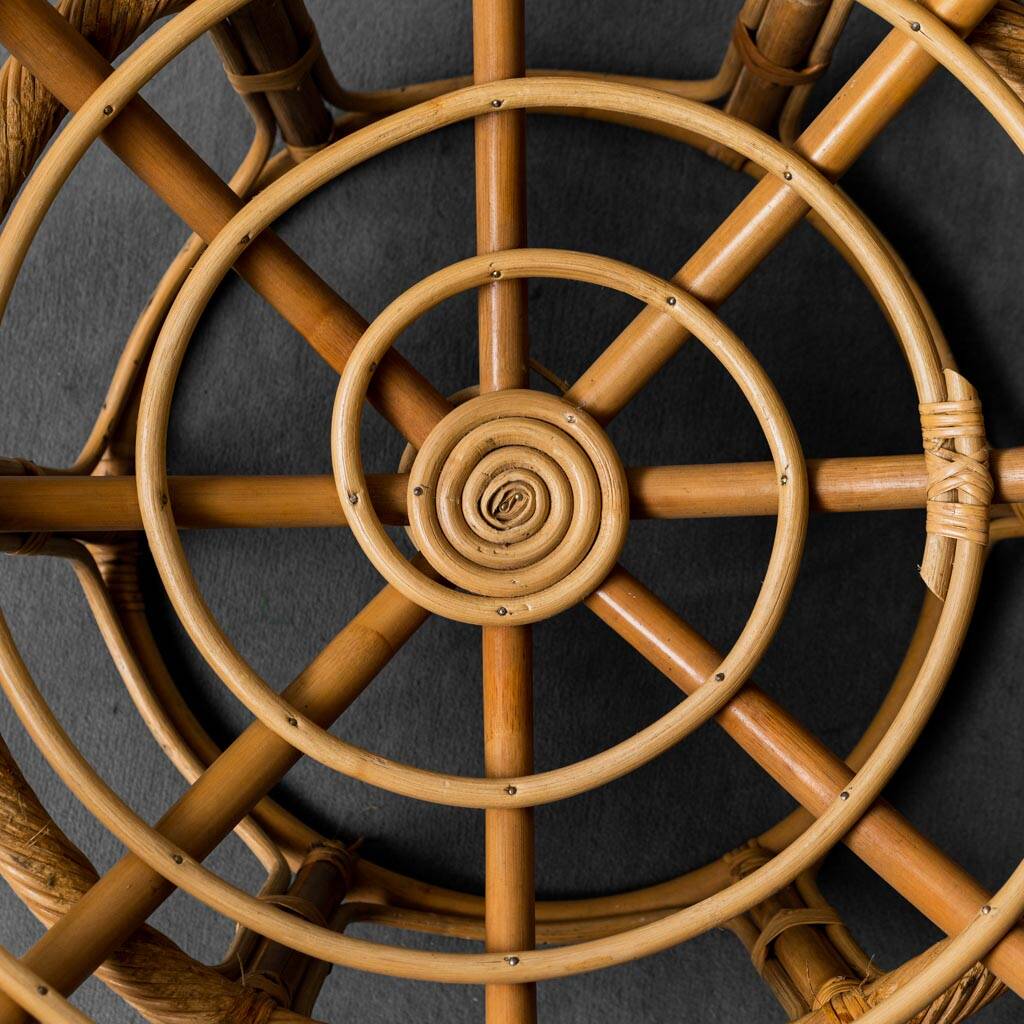 Poltrona vintage modello papasan in bambù anni ’70 modernariato