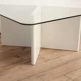 Wood and glass coffee table , France, circa 1980