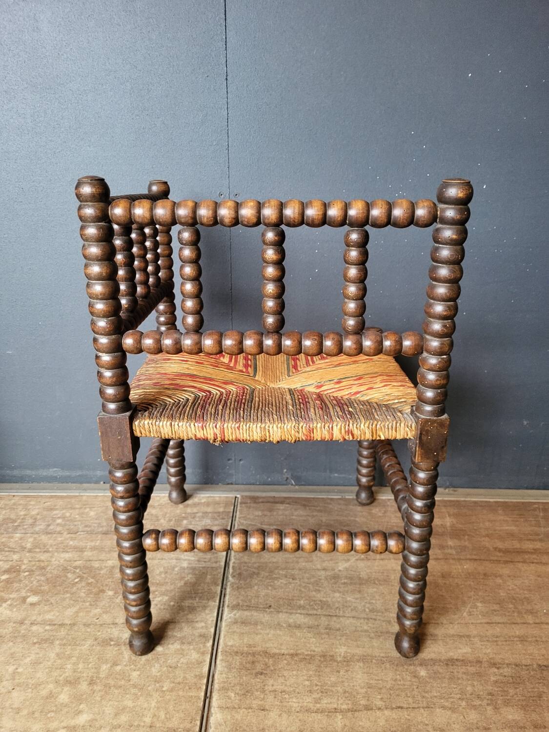 Authentic old corner armchair chair, fireside type, in good condition