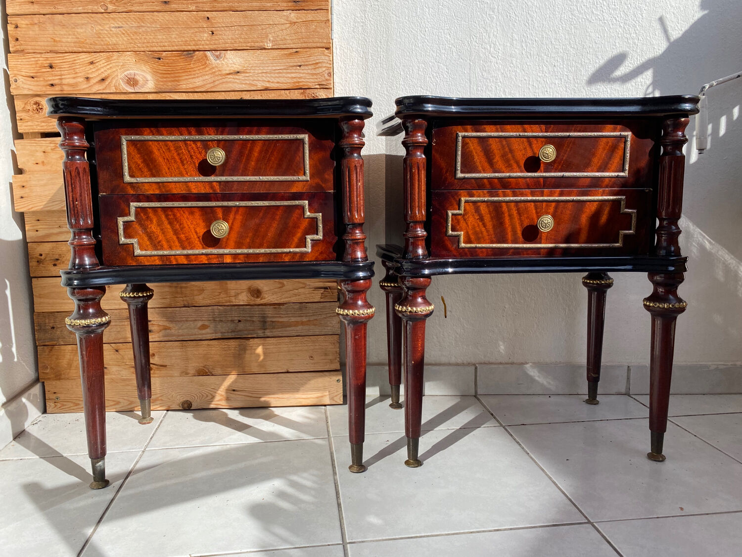 Pair of Louis XVI bedside tables