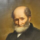 Oil painting on canvas of a bearded character of the xix th century