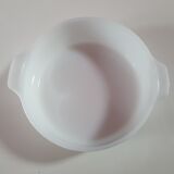 Plat vintage dynaware pyrorey ronc blanc avec fleurs marron sur un coté