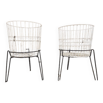 Set of 2 baskets, vintage 1960 display stands