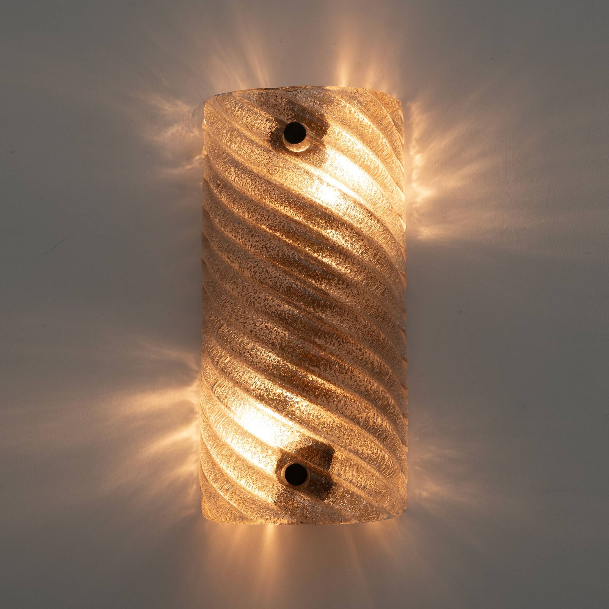 Pair of Barovier & Toso Style Modern Murano Glass Smoked Twisted Sconces