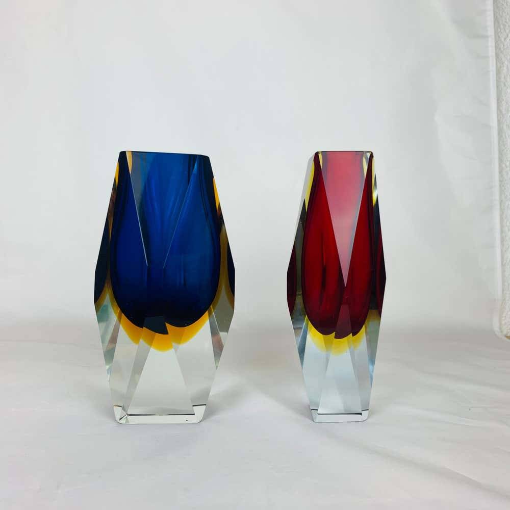 Pair of Sommerso Murano vases by Alessandro Mandruzzato