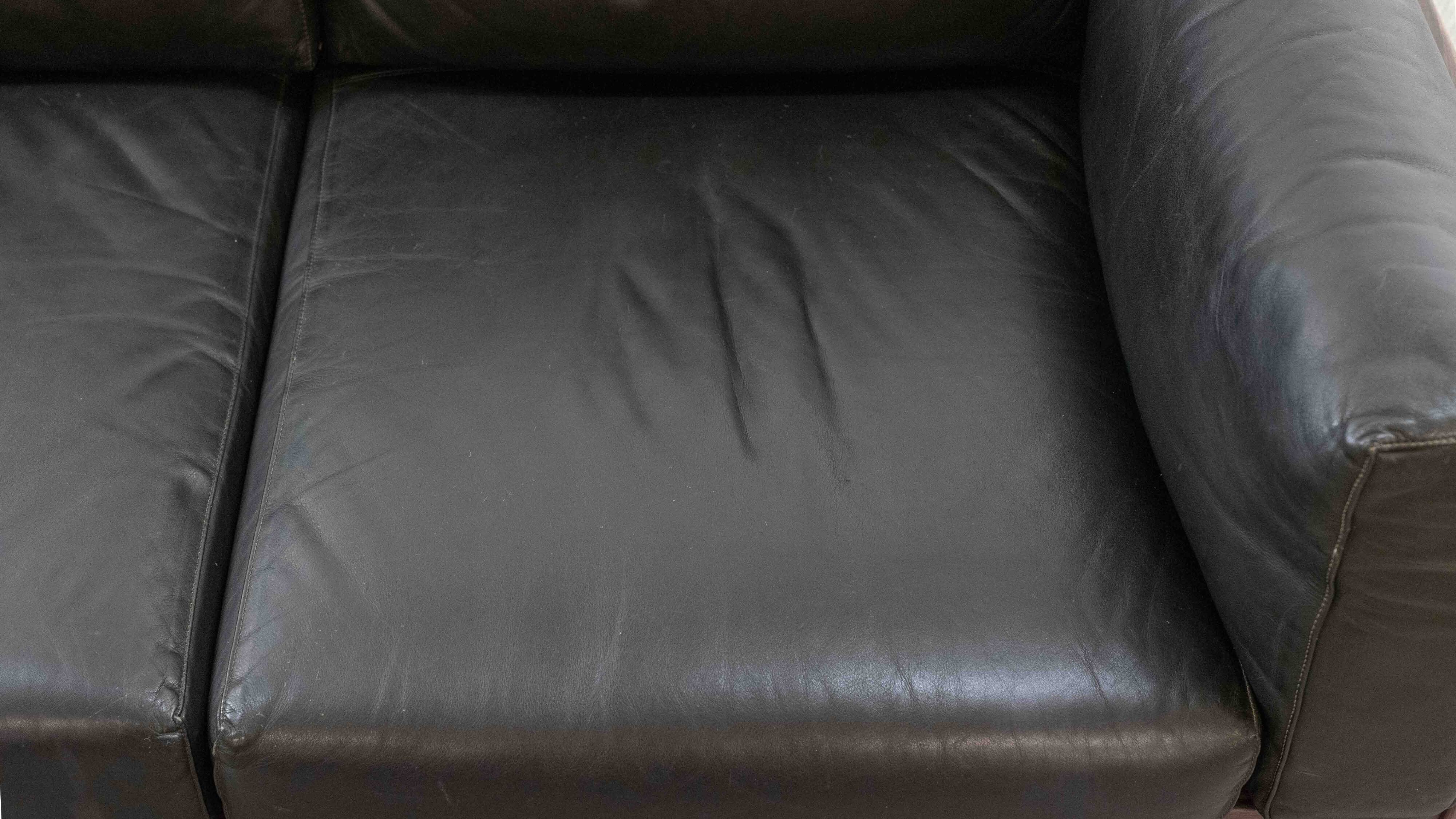 Bastiano Leather Sofa in Black by Tobia Scarpa for Gavina / Knoll