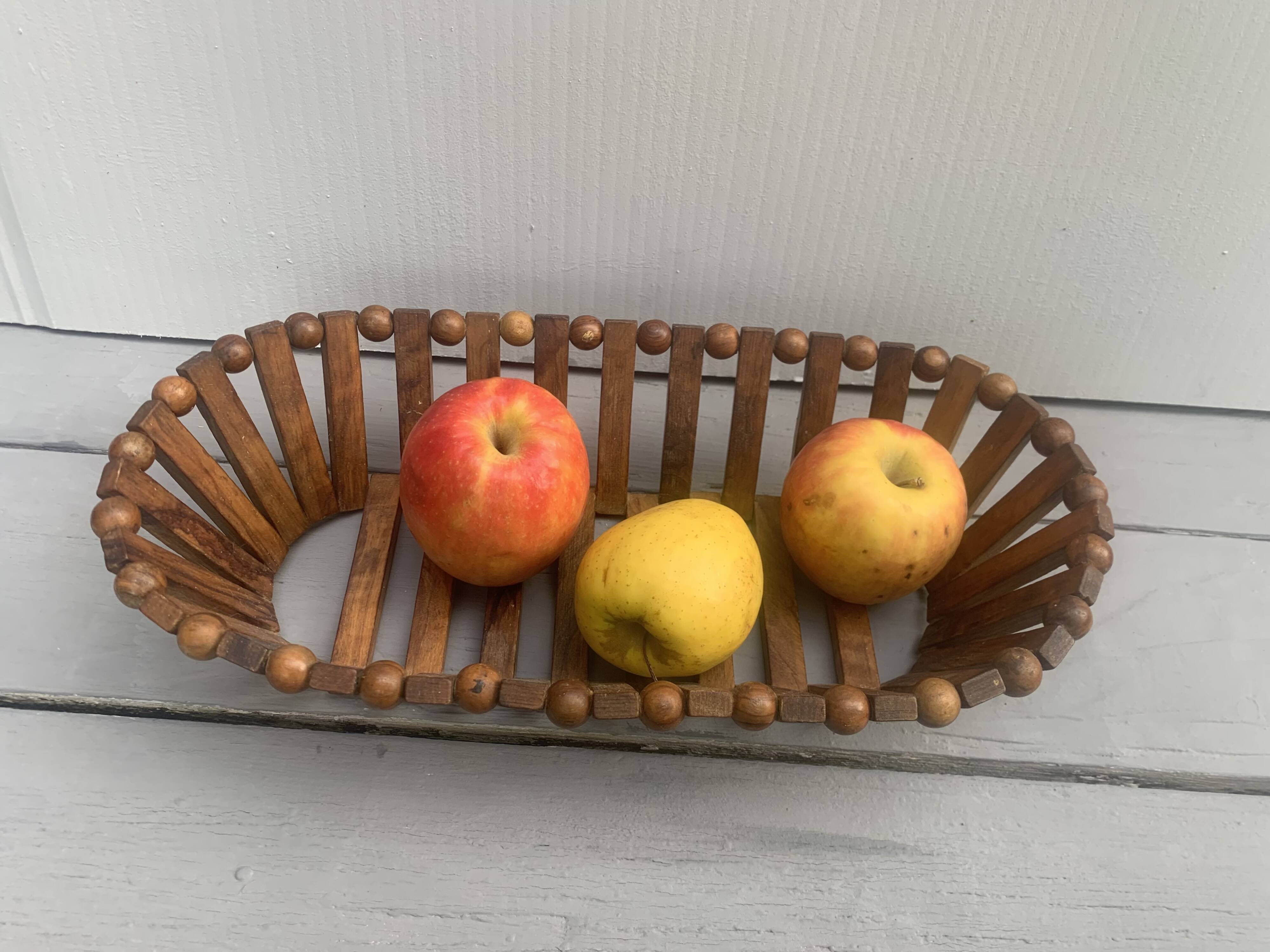 Scandinavian style wooden fruit bowl