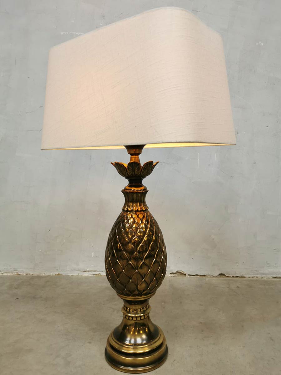 Lampe de table ananas vintage français laiton