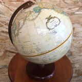 Old globe world map with arch + vintage wood base