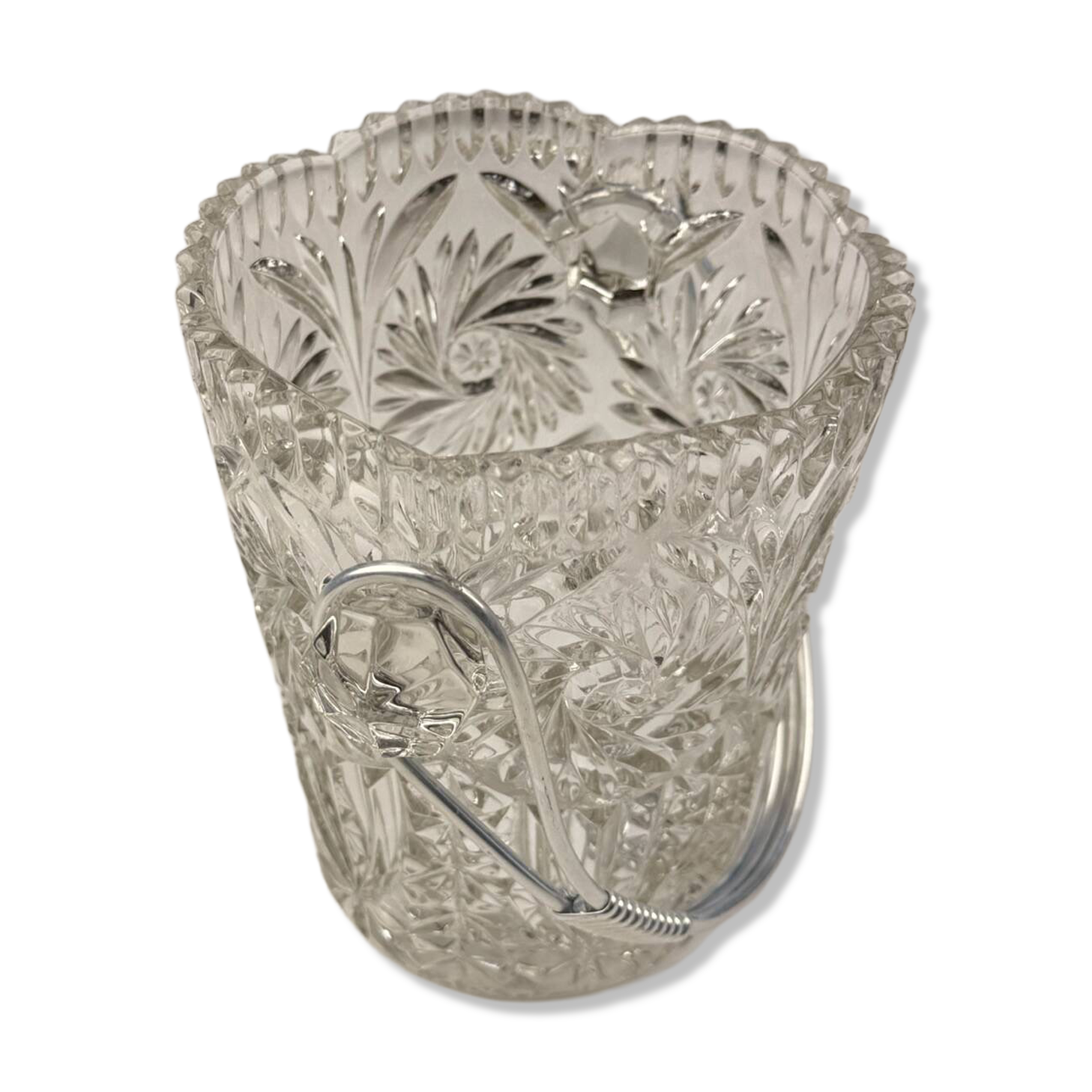 Seau à glaçons vintage en verre taillé