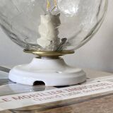 Ceiling light or wall light with cracked glass globe, 15 cm, porcelain rose.