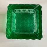 Cendrier pavé de verre taillé diamant vert 1980
