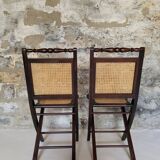 Paire de chaises pliantes cannées