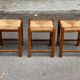 Square stool in solid wood with straw