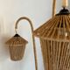 Lampadaire vintage tripode en métal et corde