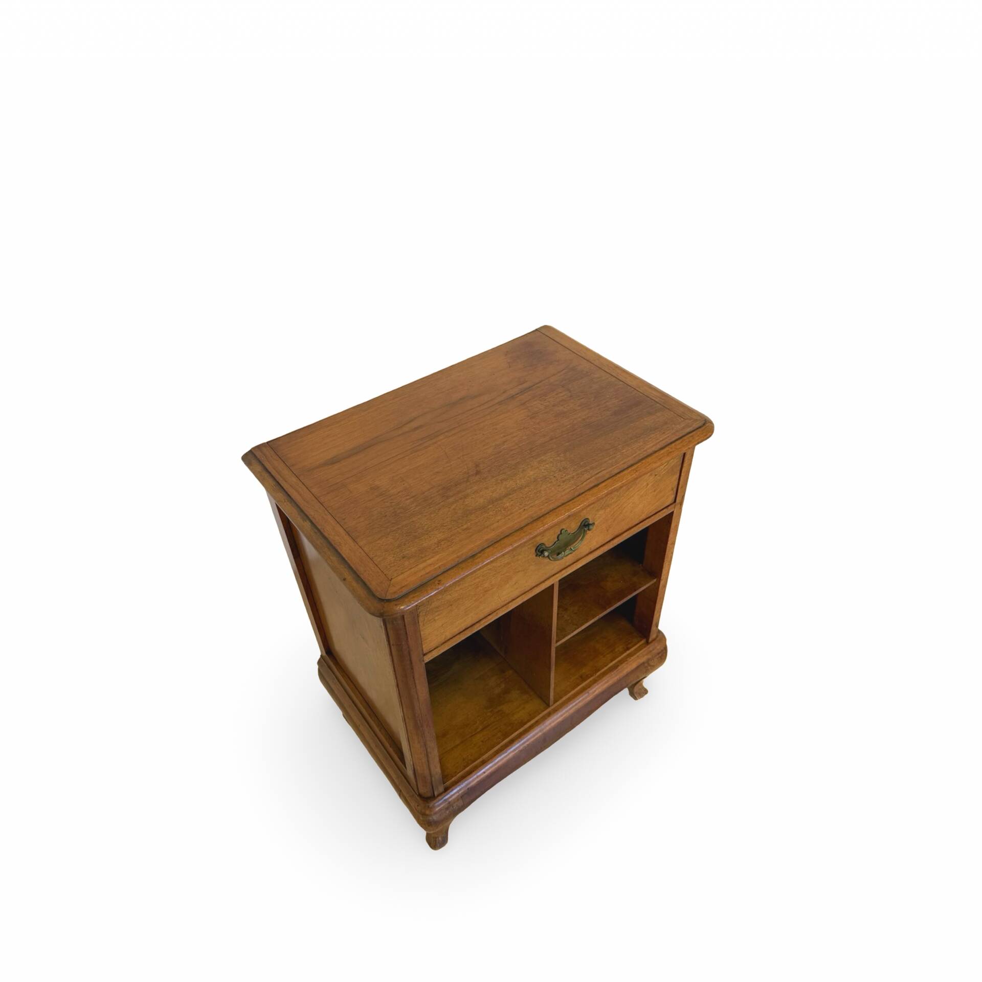 Antique Italian bedside table in solid walnut, 1920s/1930s