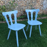 Pair of vintage baumann blue chairs 70
