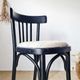Chaise bistrot bois courbé noir assise rayures