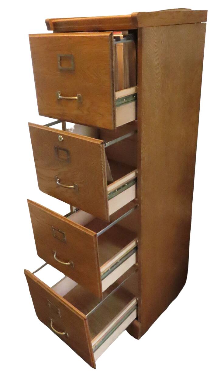 Oak filing cabinet 4 drawers vintage hanging filing cabinet from the 1930s