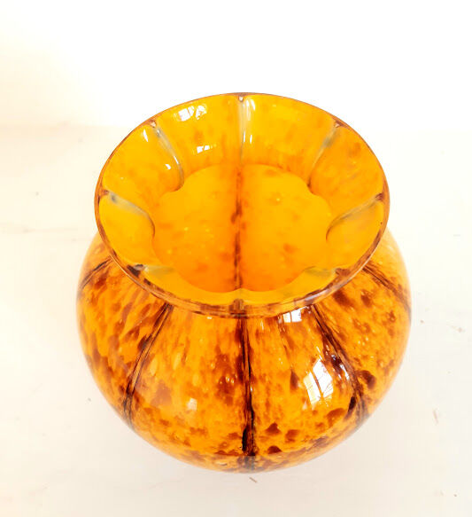 Murano style yellow blown glass vase