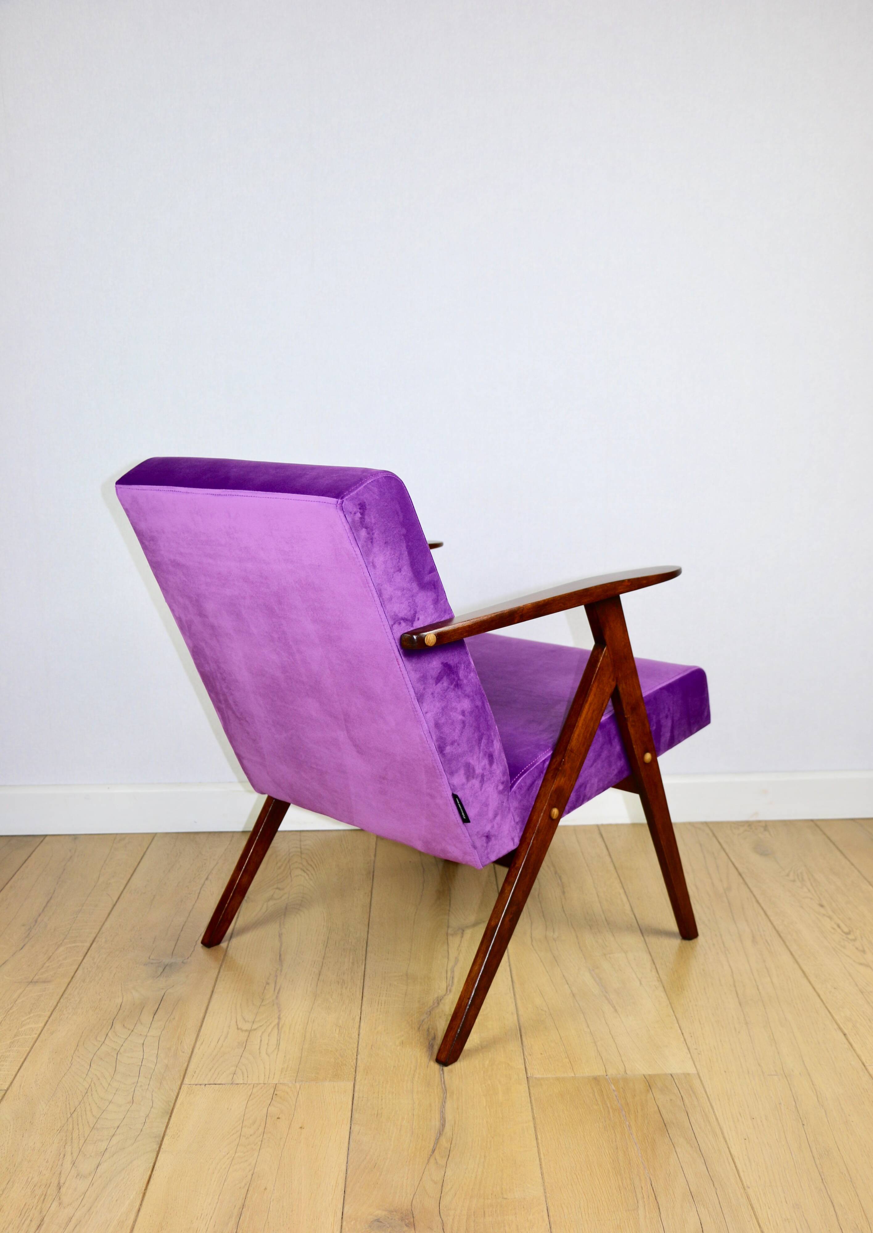 Vintage armchair like VAR purple velvet - 2 pieces available