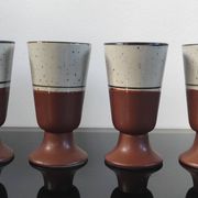 Vintage ceramic set – Jug & 4 footed glasses 70s - Korea